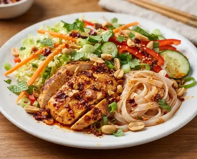 Chili Crisp Chicken Rice Noodle Salad