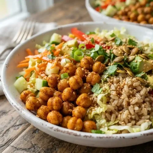 Crispy Chickpea Brown Rice Crunch Salad 5 Crispy Chickpea Brown Rice Crunch Salad