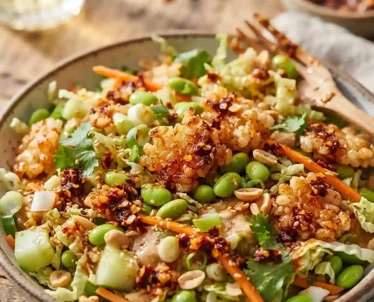 Crispy Rice Edamame Chili Crunch Salad