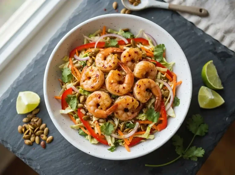 Hot Honey Shrimp Pumpkin Slaw