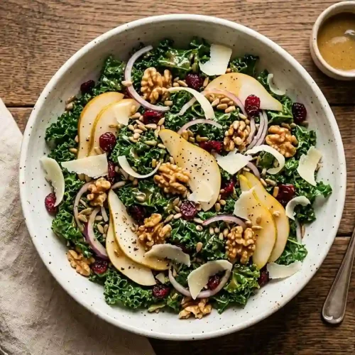 Kale Pear Parmesan Crunch Salad 5 Kale Pear Parmesan Crunch Salad