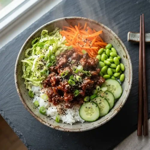 Korean Beef Cabbage Crunch Bowl