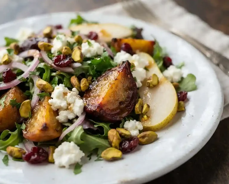 Roasted Beet Pear Pistachio Salad