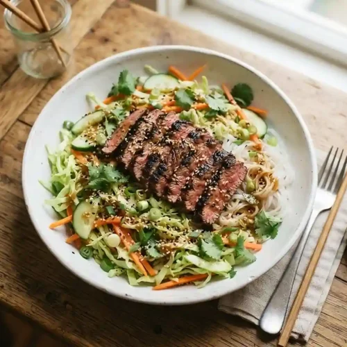 Sesame Steak Cabbage Noodle Salad