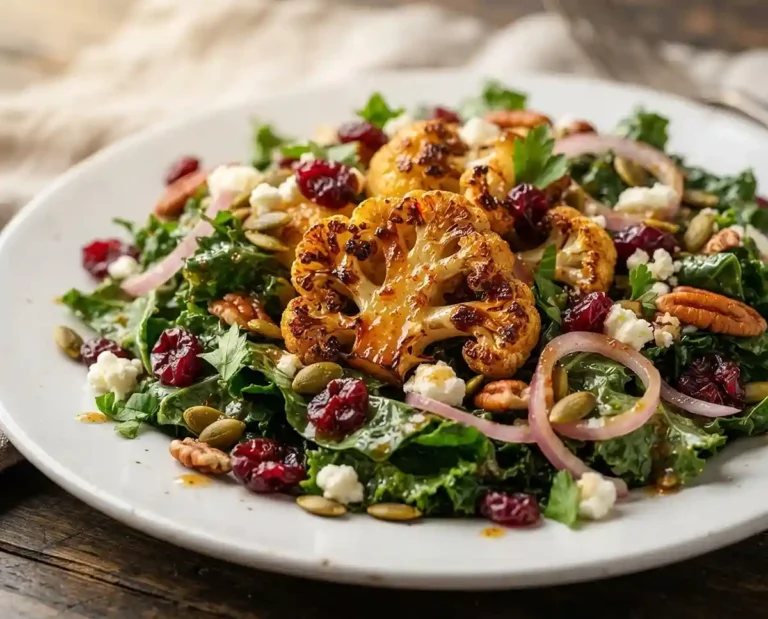 Warm Maple Cauliflower Kale Salad