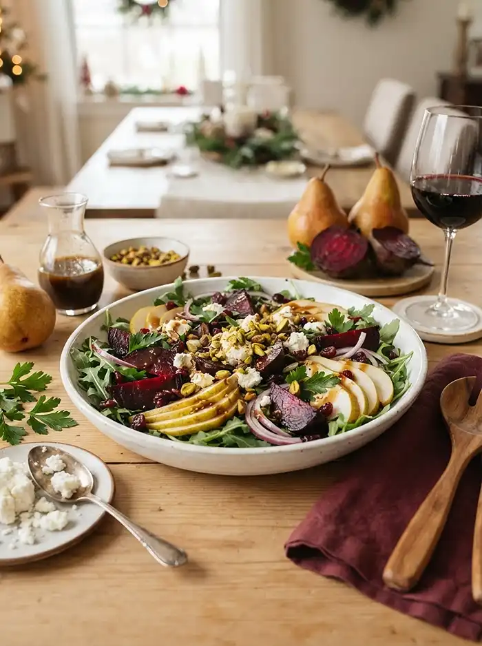 Roasted Beet Pear Pistachio Salad 4 beautiful beet pear pistachio for peak fall entertaining