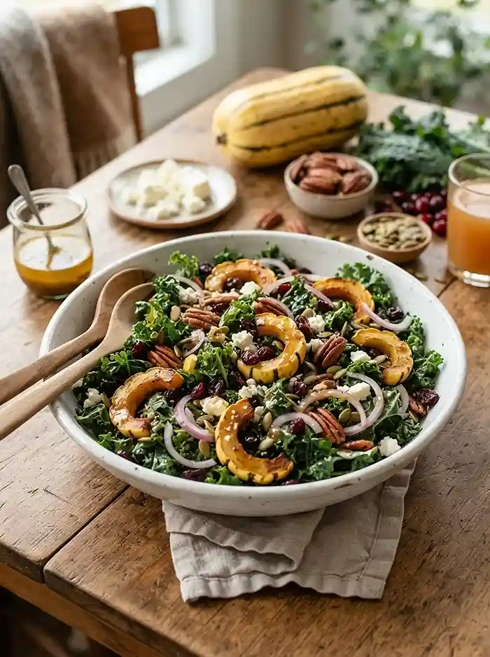 Cranberry Delicata Kale Salad 4 beautiful cranberry delicata kale for peak fall entertaining