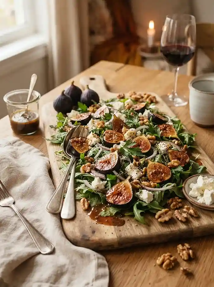 Warm Fig Goat Cheese Walnut Salad 4 beautiful fig goat cheese for peak fall entertaining