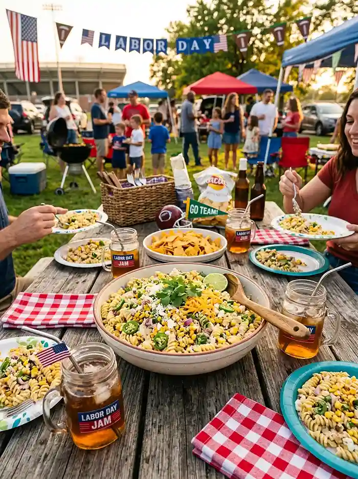 Cheddar Jalapeno Street Corn Pasta Salad 4 cold cheddar jalapeno street for picnic and potluck tables