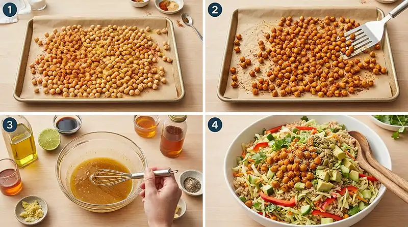 Crispy Chickpea Brown Rice Crunch Salad 3 cold chickpea brown rice for picnic and potluck tables