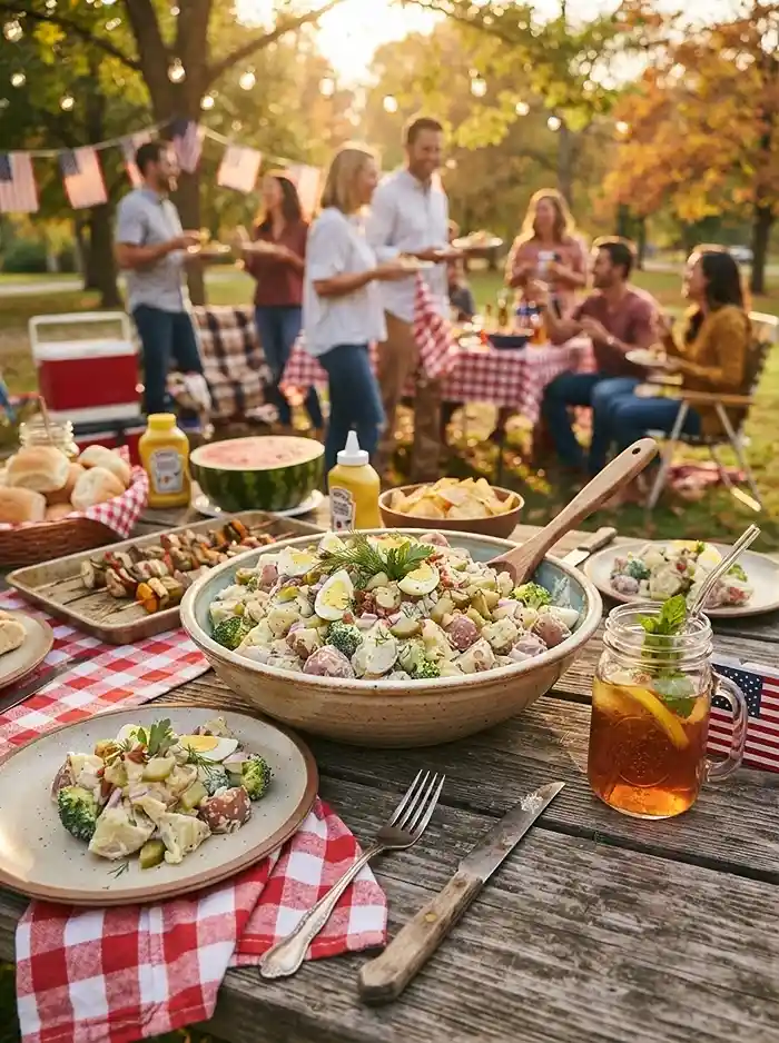 cold dill pickle broccoli for picnic and potluck tables