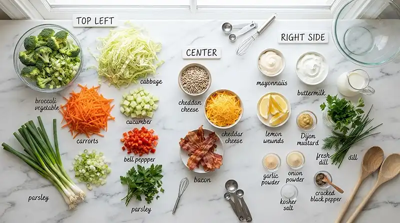 Broccoli Cabbage Ranch Chop Salad 2 crisp broccoli cabbage for healthy lunch sides