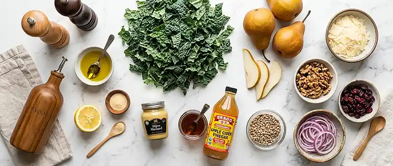 Kale Pear Parmesan Crunch Salad 2 crisp kale pear for healthy lunch sides