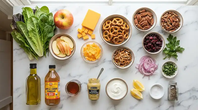 Apple Cheddar Pretzel Harvest Salad 2 easy apple cheddar for october lunch parties