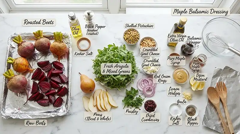 Roasted Beet Pear Pistachio Salad 2 easy beet pear for october lunch parties
