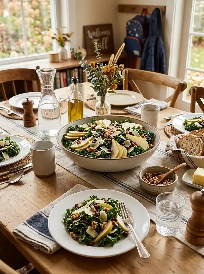 Kale Pear Parmesan Crunch Salad 4 easy kale pear parmesan for back to school lunches