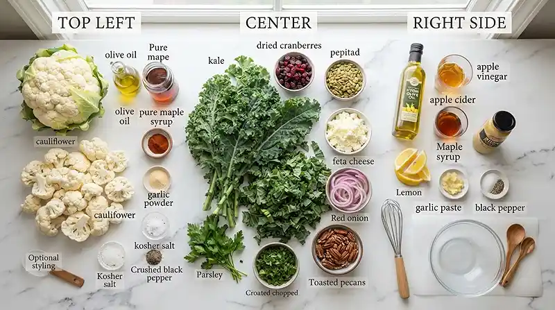 Warm Maple Cauliflower Kale Salad 2 easy maple cauliflower for october lunch parties