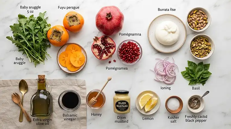 Persimmon Pomegranate Burrata Salad 2 easy persimmon pomegranate for october lunch parties