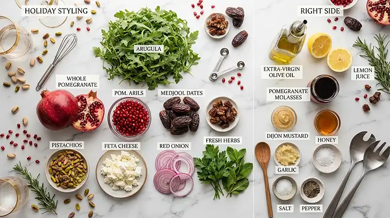 Date Pomegranate Arugula Salad 2 fresh pomegranate arugula for colorful harvest tables