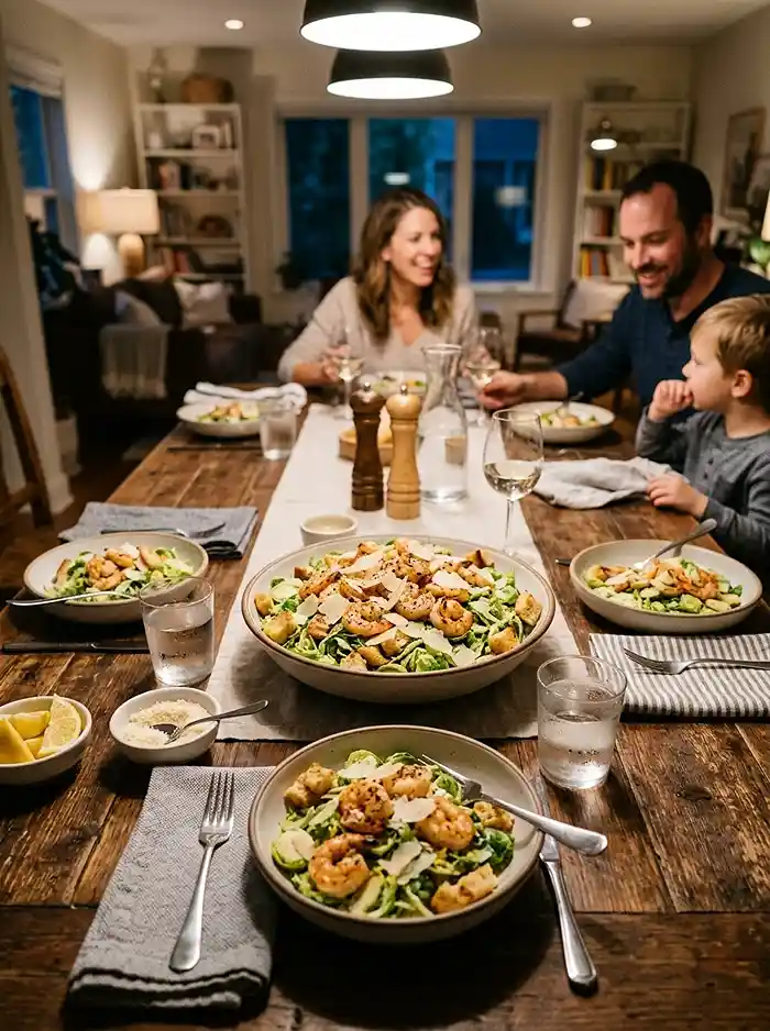 Garlic Shrimp Brussels Caesar Salad 4 hearty garlic shrimp brussels for busy fall evenings