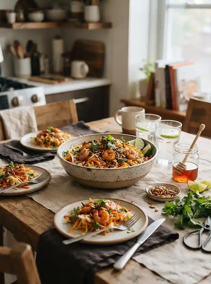 Hot Honey Shrimp Pumpkin Slaw 4 hearty hot honey shrimp for busy fall evenings