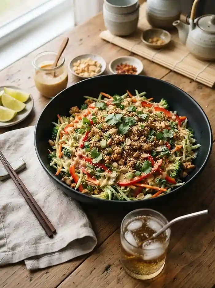 Thai Peanut Turkey Broccoli Slaw Salad 4 hearty thai peanut turkey for busy fall evenings