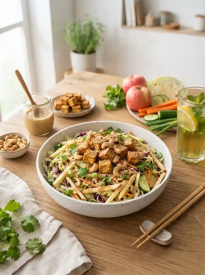 hearty tofu apple slaw for busy fall evenings