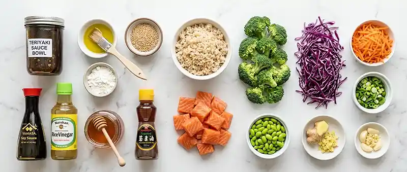 Teriyaki Salmon Broccoli Crunch Bowl 2 high protein teriyaki salmon for easy weeknight dinners