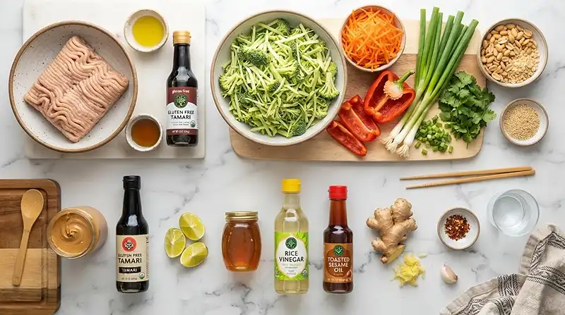 Thai Peanut Turkey Broccoli Slaw Salad 2 high protein thai peanut for easy weeknight dinners