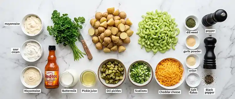 Buffalo Ranch Celery Potato Salad 2 make ahead buffalo ranch for football tailgate spreads