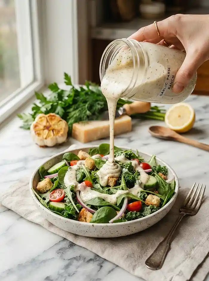 Roasted Garlic Parmesan Ranch Dressing 4 make ahead garlic parmesan ranch for weeknight dinner salads
