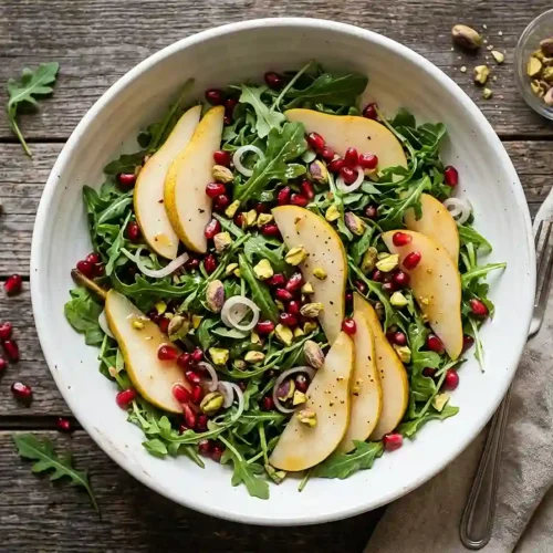 Arugula Pear Pistachio Salad 5 Arugula Pear Pistachio Salad