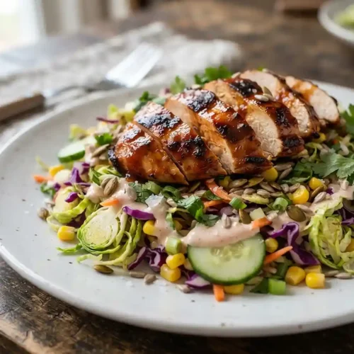 BBQ Chicken Brussels Slaw Salad