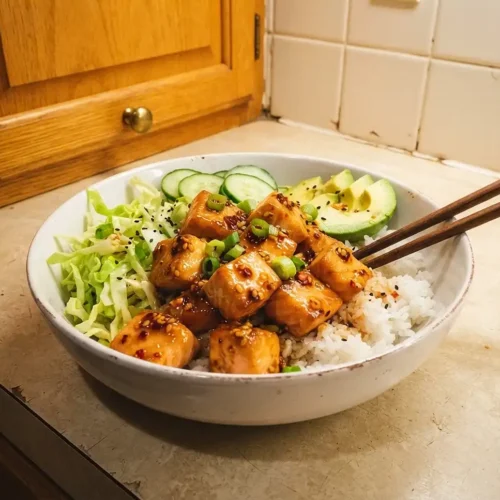 Chili Crisp Salmon Cabbage Rice Bowl 5 Chili Crisp Salmon Cabbage Rice Bowl