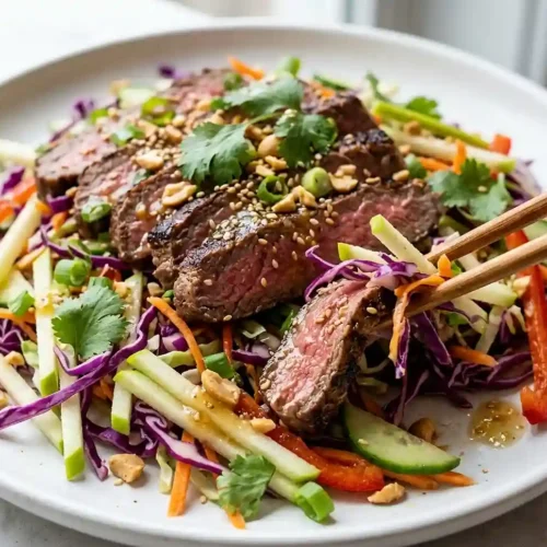 Ginger Steak Apple Slaw Salad