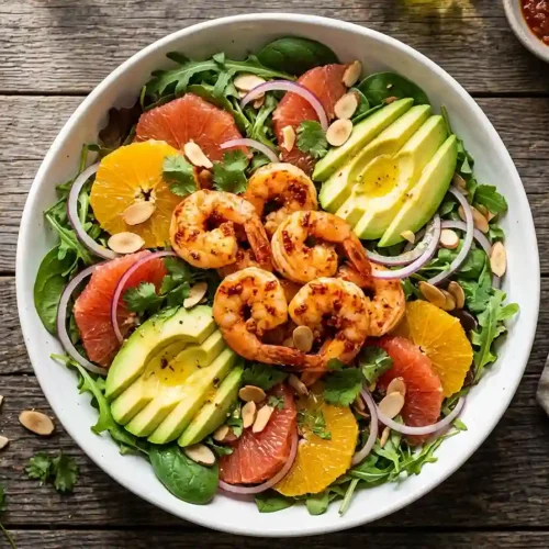 Harissa Shrimp Citrus Avocado Salad
