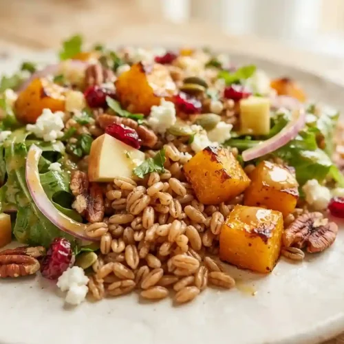 Maple Mustard Farro Harvest Salad 5 Maple Mustard Farro Harvest Salad