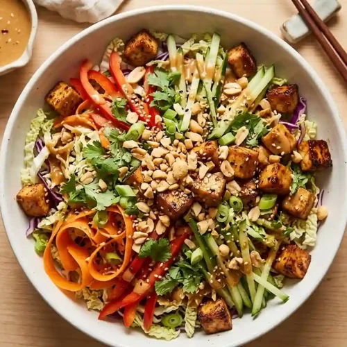 Golden Peanut Tofu Cabbage Crunch Salad 5 Peanut Tofu Cabbage Crunch Salad