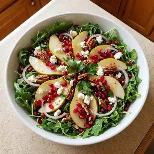 Pomegranate Pear Arugula Salad 5 Pomegranate Pear Arugula Salad