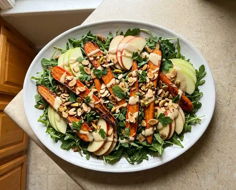 Roasted Carrot Apple Tahini Salad