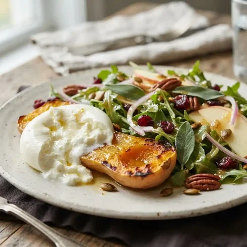 Roasted Honeynut Apple Burrata Salad
