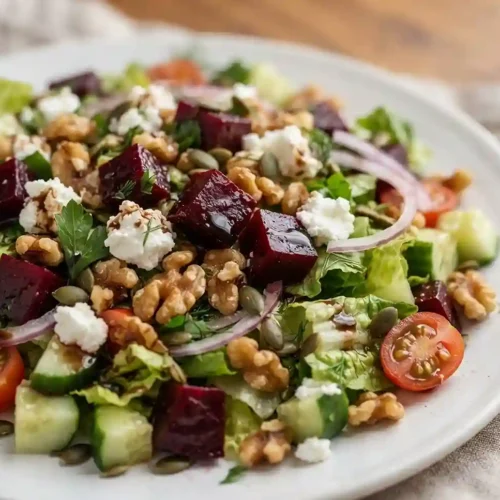 Romaine Beet Walnut Chop Salad 5 Romaine Beet Walnut Chop Salad