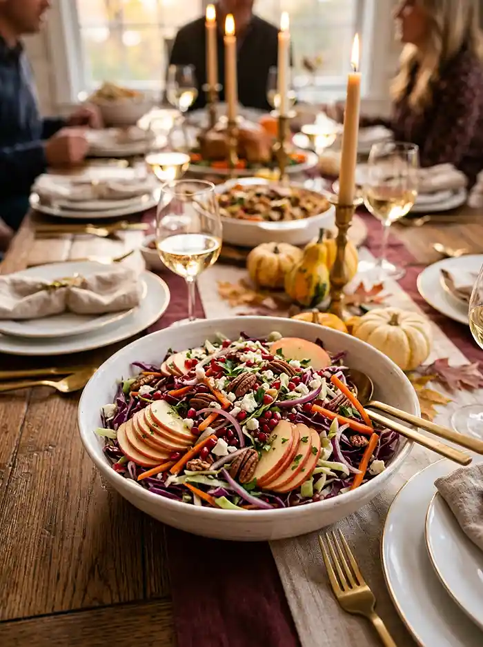 Apple Pomegranate Cabbage Crunch Salad 4 apple cabbage holiday salad idea