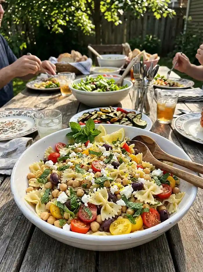 Feta Bean Pasta with Lemon and Mint 4 beans feta pasta salad