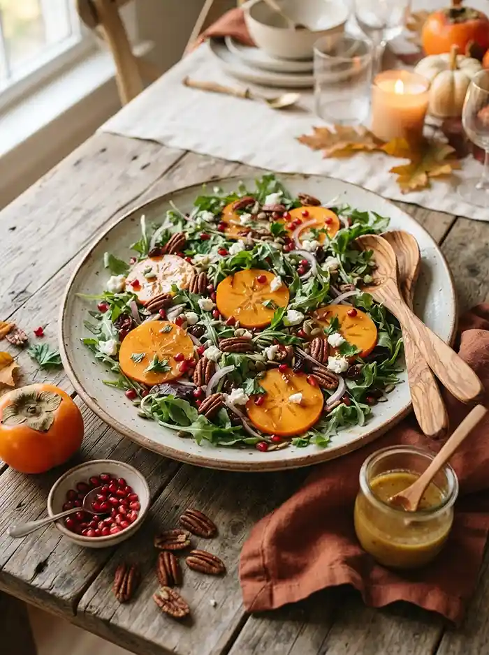 Autumn Persimmon Pecan Salad 4 beautiful autumn persimmon pecan for peak fall entertaining