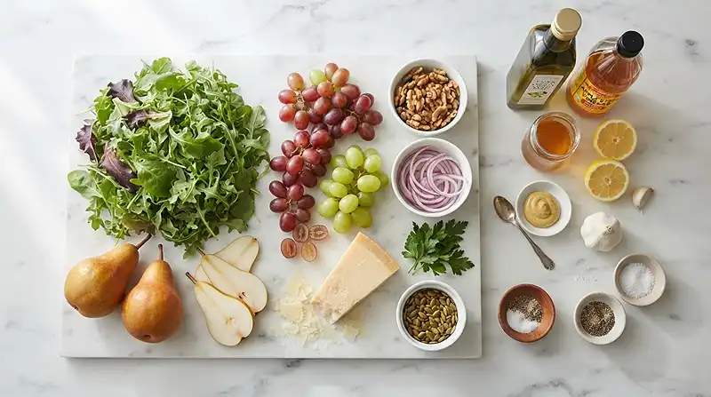 Pear Grape Parmesan Greens Salad 2 beautiful pear grape parmesan for peak fall entertaining