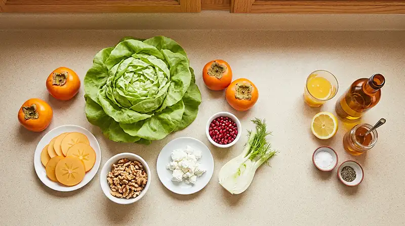 Butter Lettuce Persimmon Walnut Salad 2 butter lettuce green salad idea