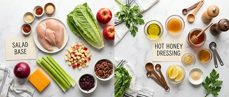 Crunchy Hot Honey Chicken Apple Chop Salad 2 chicken apple protein salad bowl