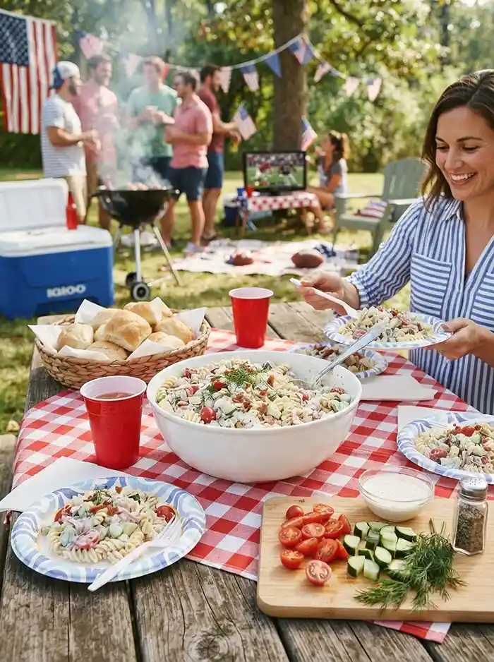 Cottage Cheese Ranch Rotini Salad 4 cold cottage cheese ranch for picnic and potluck tables