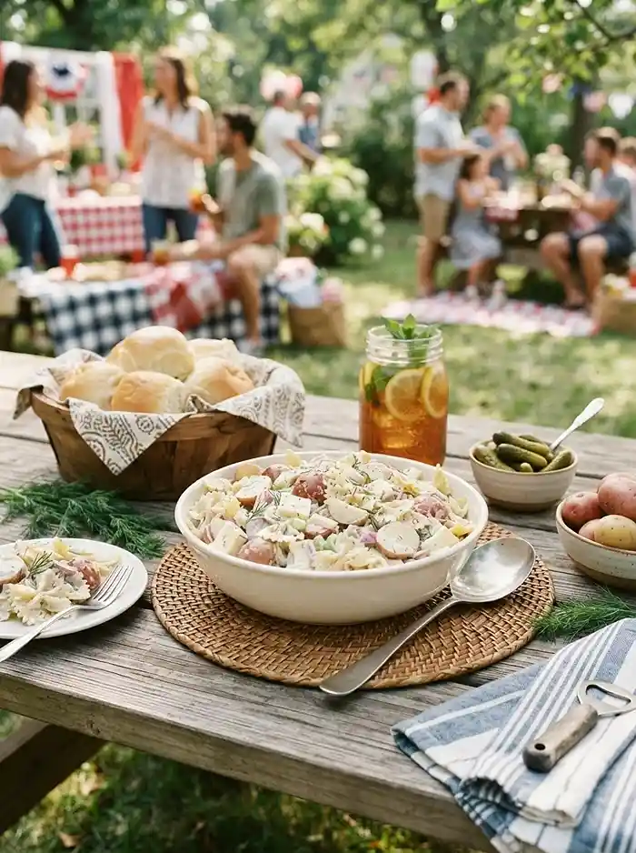 Dill Havarti Potato Bowtie Salad 4 cold dill havarti potato for picnic and potluck tables